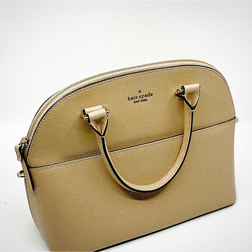 Kate Spade New York Dome Satchel Beige Leather Handbag – New Open Box